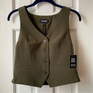 Button Front Tailored Blazer Vest 💚